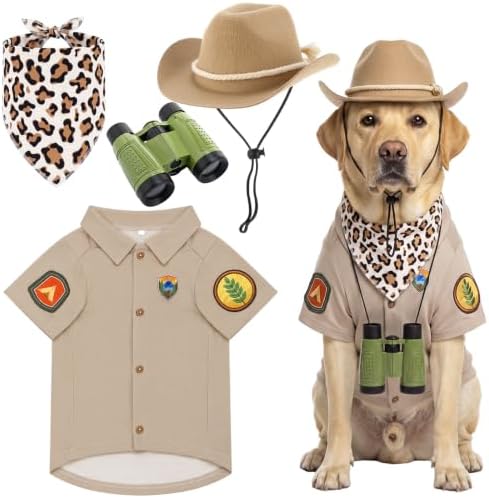 4 Pcs Halloween Dogs Safari Explorer Costume Set Outfit for Pet Cats, L by SilTriangle