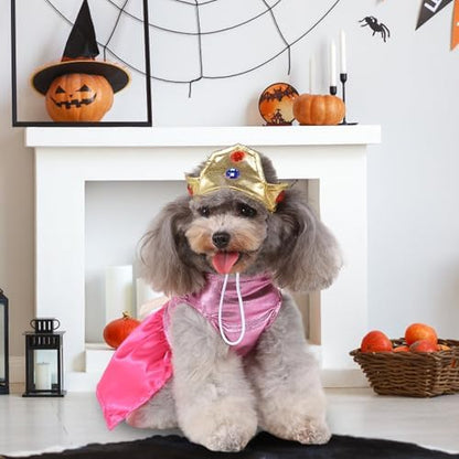 Princess Dog Costume Pink Princess Dress Halloween Queen Cosplay Costume - Image 5
