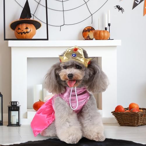 Princess Dog Costume Pink Princess Dress Halloween Queen Cosplay Costume - Image 3