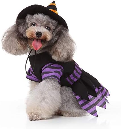 Yoption Dog Cat Witch Dress Costumes with Magic Hat, Small - Image 2