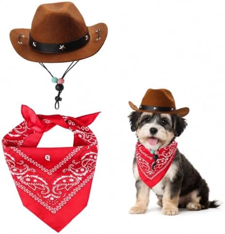 Halloween Cowboy Hat with Bandana Scarf Dog Costumes-S by ISMARTEN
