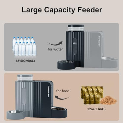 Gravity Automatic Cat Feeder, Water & Food Dispenser Set, Stainless Bowls