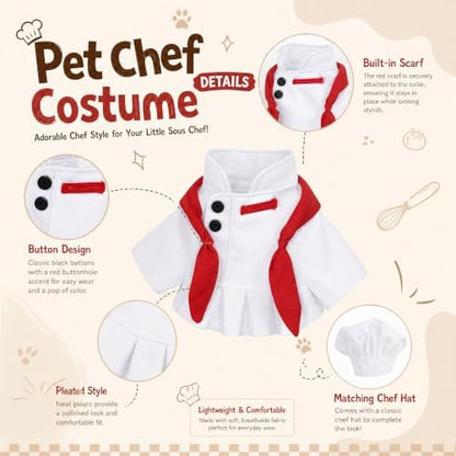 2 Piece Chef Dog Halloween Costume for Small Medium Dogs Cats(Small) - Image 3