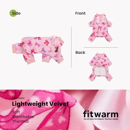Fitwarm Bowknot Dog Flecce Pajamas, Cozy Valentines Day Outfit for Small Dogs Girl, Cute Pet Clothes, Pink, Red, Purple, XXL - Image 3