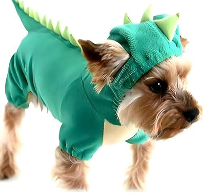 Hotumn Dinosaur Dog Halloween Costume Pet Dino Hoodie for Small Dogs (Medium, Green) by Hotumn