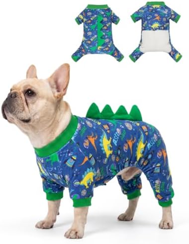 CuteBone Dinosaur Costume Dog Pajamas, Stretchy Spandex Crystal Velvet Sleepwear Coat for Small Dogs, Soft & Warm Pet Outfit Clothes for Cold Weather, Cozy Pullover Design COSP23M by CuteBone