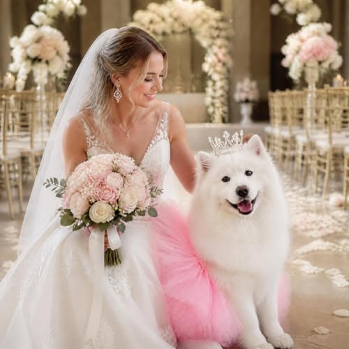 Pet Costume Set Tutu Skirt with Pearl Crown for Small Dog Cat Halloween Birthday Wedding Photo Prop Costume - Image 5