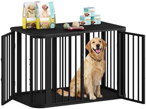 Hzuaneri 39.4 in L Dog Crate Furniture, Wooden Dog Kennel Indoor Dogs Cage