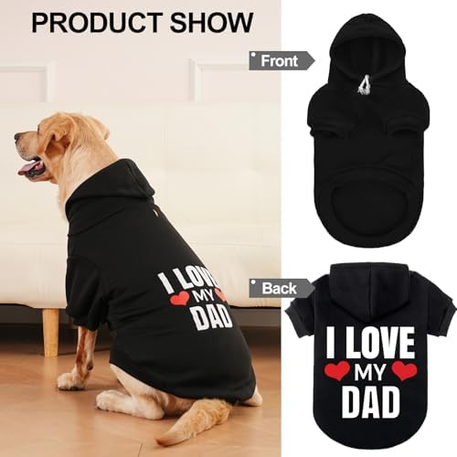 EXPAWLORER Dog Hoodies for Small Medium Large Dogs,Love DAD Black XL - Image 5