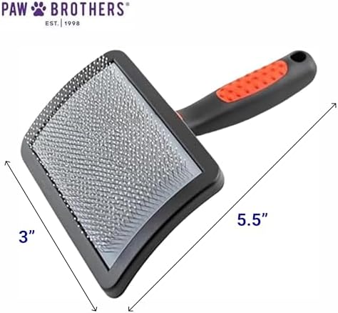 Paw Brothers Soft Pin Curved Slicker Brush for Dogs, Coated Tips, Maximum Coverage, Gentle on Skin, Size 3" x 5.5", Small - Image 2
