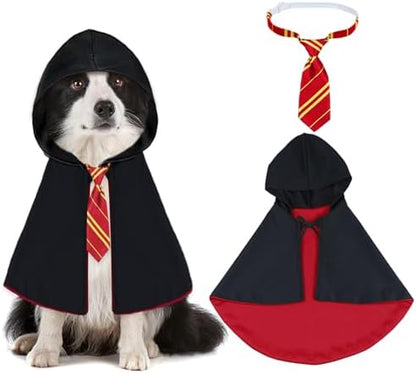 GOYOSWA Dog Halloween Costumes, Dog Wizard Costume Halloween Wizard Witch Cloak Cape with Neck Tie Halloween Costumes for Small Medium Large Dogs Pets (Red, Medium) by GOYOSWA