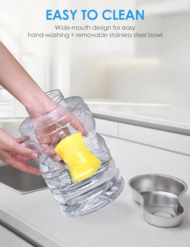 Heouvo 1.7 Gal Gravity Dog Water Dispenser, Wide-Mouth, 3 Filters, Black