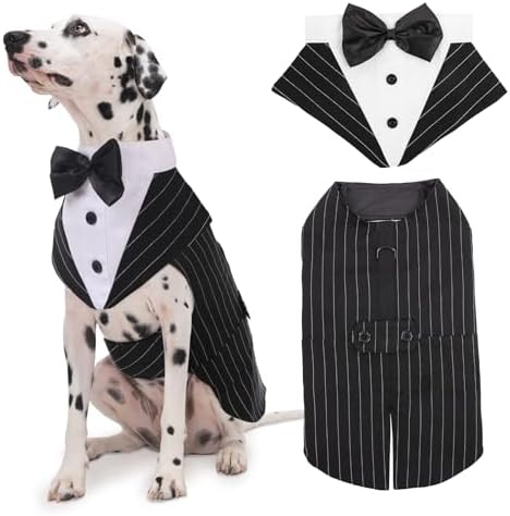 Kuoser Dog Tuxedo, Dog Suit and Bandana Set, Dogs Costume with D-Ring by Kuoser