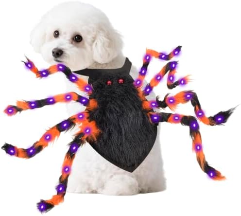 Halloween Spider Costume for Small Dog - Glowing Funny Cats Pet Costumes by ChezMax