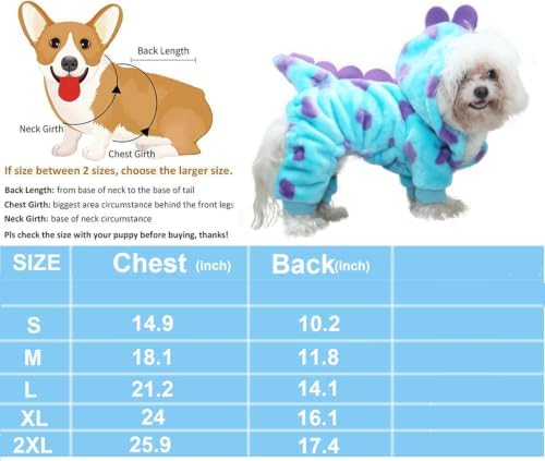 Dinosaur Costume for Small Dogs and Cats, Dog Hoodies Cold Weather Coat,Dog Pajamas for Christmas Halloween - Image 3