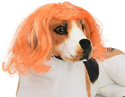 Funny Orange Long Curly Dog Wig, Cat Cosplay Wig, Pet Wigs for Halloween, Christmas, Parties, Festivals, Dog Wigs for Small Medium and Large Dogs - Image 2