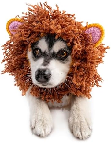 Zoo Snoods Lion Costume - Knit Mane Dog Snood Ear Wrap for Pets, Warm Neck Cover for Halloween and Winter (Medium) by ZooSnoods