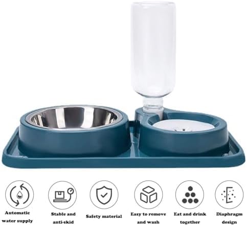 Love Dream Double Dog Cat Bowls, Anti-Slip Pet Food and Water Bowl Set