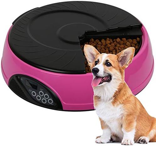Automatic Pet Feeder,6 Meal Wet and Dry Food Auto Dispenser for Dogs, Cats & Small Animals with Programmable Timer, Portion Control, 100% BPA Free,Dishwasher Safe, Up to 4 Meals A Day