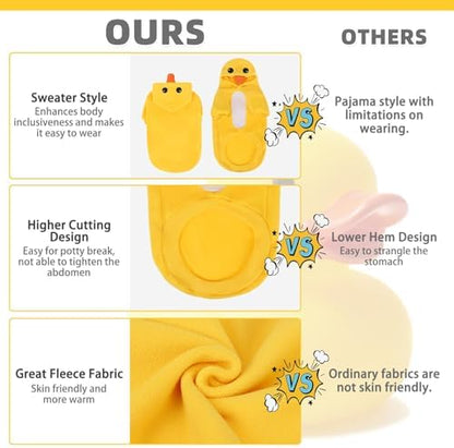 KOOLTAIL Dog Duck Costume Clothes, Funny Dog Outfits Fleece Sweater Hoodie, Pet Cute Halloween Cosplay Cold Weather Coats with Leash Hole for Small Medium Large Dogs Pug Pitbull Corgi Puppy, Yellow M - Image 6
