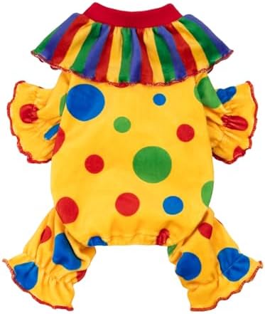 Fitwarm Halloween Dog Clown Costume, Funny Clothes for Small Dogs Girl Boy, Pet Outfit, Yellow, XL by Fitwarm