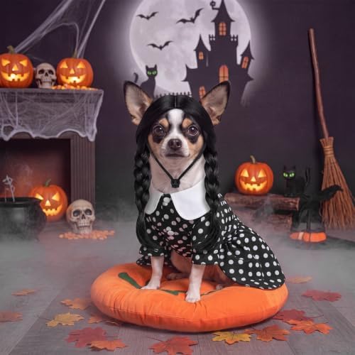 Hercicy 2 Pcs Dog Halloween Costumes Gothic Dress with Dog Wig, S - Image 4