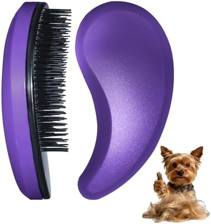 Small Dog Brush, Skin-friendly Soft Bristles (Dark Purple) by MAEELOU