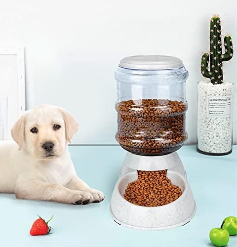 Gray 3 Gallon Gravity Dog Feeder - Automatic Food Dispense for Large Dogs, Easy to Clean