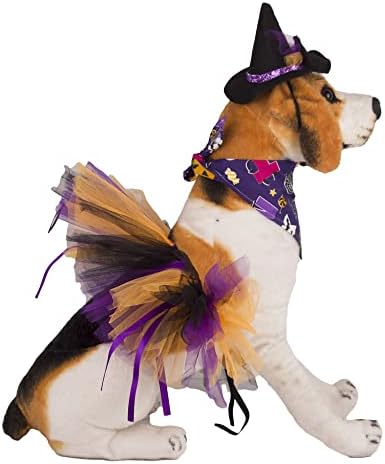 ADOGGYGO Halloween Dog Bandana, Dog Witch Hat and Tutu Skirt Set - Image 3