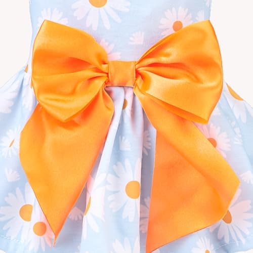 PUPTECK Floral Dog Dress with Bow Soft Cute Dog Clothes for Spring Daisy XS - Image 4