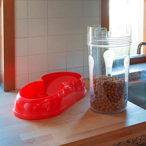 Ferplast Dispenser Food or Water for Large Dogs AZIMUT 5500 pet Dispenser 5,5 Liter Feeder for Dry Food Water, Robust Plastic, Non-Slip Bottom, 23 x 41 x h 37,5 cm White