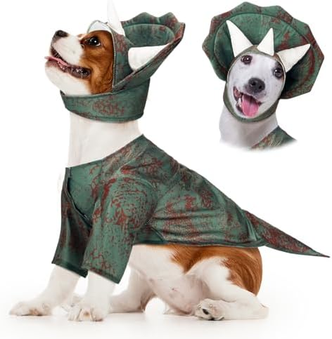 Huhumy Triceratops Dog Costume Halloween Dino Dog Costume Cosplay, Small by Huhumy