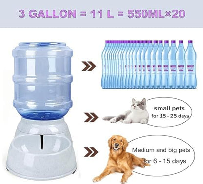 Gravity Pet Feeder and Water Dispenser Set, 3 Gallon/11L Automatic Dog Feeder and Dog Water Dispenser for Dogs Cats Pets Animals Large Capacity