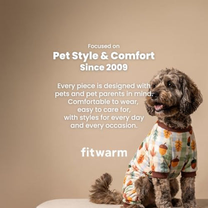 Fitwarm Acorn & Leaves Plaid Fleece Dog Pajamas, Thanksgiving Outfit for Small Dogs Boy Girl, Festive Pet Clothes, Funny Doggy Onesie, Brown, Orange, Green, Small - Image 5