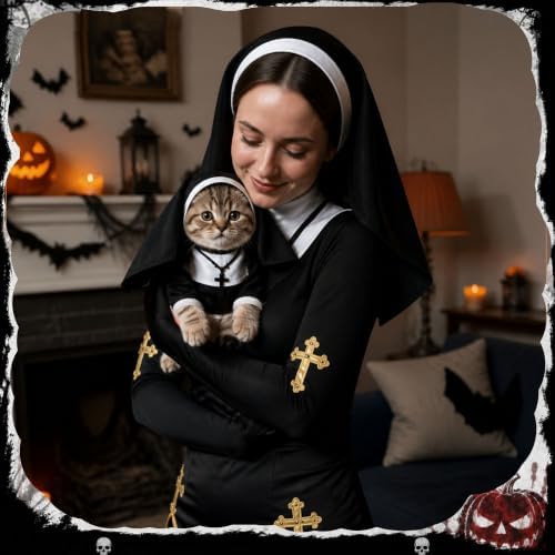 Pet Cat Dog Nun Costume: Cloak Outfit Small Cat Dog Medium (new-4pcs) - Image 6