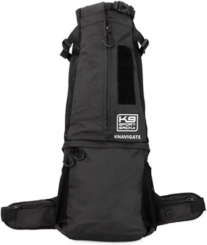 K9 Sport Sack Knavigate - X-Small, Midnight Black - Ideal for Dogs with 9-12” Back Length - Adjustable, Backpack-Style Carrier with Internal Frame & Padded Hip Belt