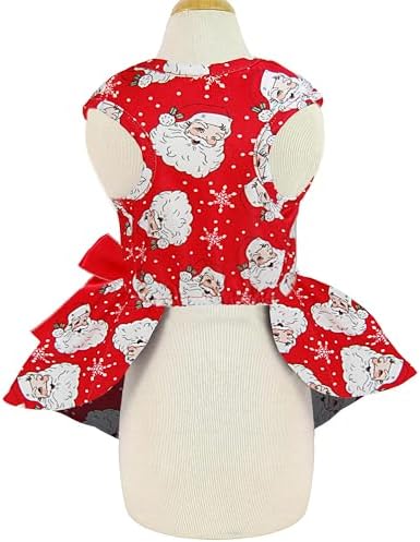 Christmas Santa Claus Dog Dress, Festive Holiday Pet Skirt Outfit with Snowflake Design for Small and Medium Dogs - Image 3