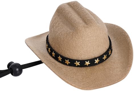 choyaxo Pet Cowboy Costume Cosplay Cap Halloween Costumes for Dogs Cat Pet Party Decoration Mini Cowboy Hat (Khaki, Medium) - Image 5