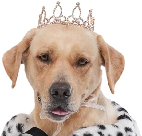 Lovelyshop Pearl Rhinestone Pet Crown for Dogs & Cats, Gold, XL by Lovelyshop