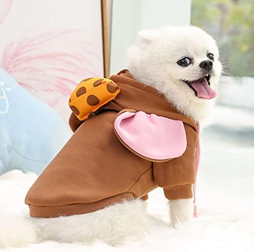 SEIS Winter Big Ear Mouse Dog Hoodies Cute Cheese Warm Pet Costume Halloween Cat Clothes for Small Medium Dogs Puppy French Bulldog Chihuahua (Brown, L (Chest Circumference 59cm/ 23.2")) - Image 2