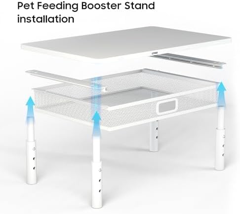 W‌SOWX Adjustable Automatic Cat Feeder Stand, Elevated Cat Food Stand,White