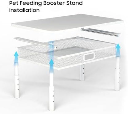 W‌SOWX Adjustable Automatic Cat Feeder Stand, Elevated Cat Food Stand,White