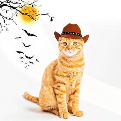 choyaxo Pet Cowboy Costume Cosplay Cap Halloween Costumes for Dogs Cat Pet Party Decoration Mini Cowboy Hat (Brown, Small) - Image 7