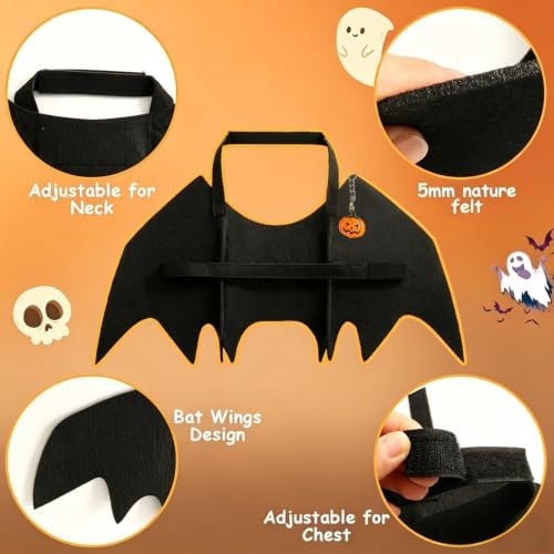 Dog Bat Wings Costumes for Dogs Halloween Party Pet Outfit Black M - Image 5