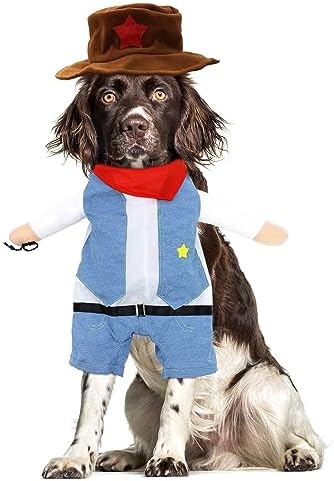 NACOCO Halloween Cowboy Dog Costume - Pet Clothes Costumes with Hat for Dog and Cat Blue(M) - Image 4