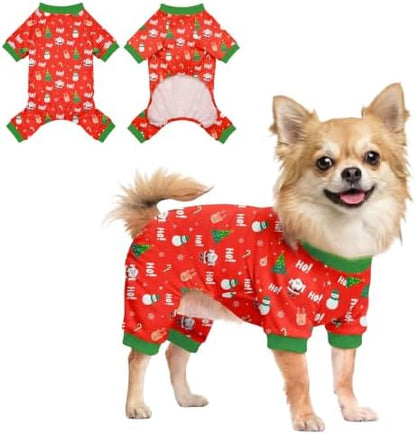 Dog Christmas Pajamas for Small Medium Dog Christmas Pjs Dog Onesie Cute Soft Breathable Puppy Pet Stretchy Dogs Recovery Suit for Boy Girl-M by Ruirichfun