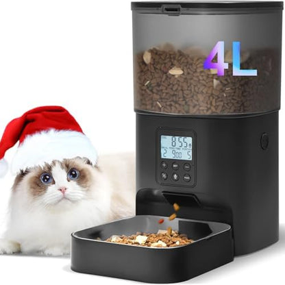 ANDOLL HOME Automatic Cat Feeder,4L Timed Cat＆Dog Dry Food Dispenser