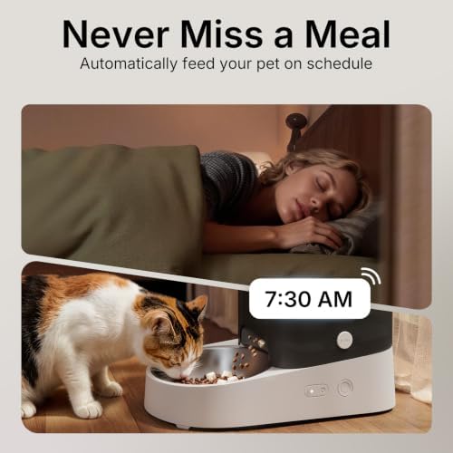 PETKIT Automatic Cat Feeder, 2.4G WiFi Automatic Dog Feeder, App Control Pet Food Dispenser with Triple Fresh-Lock System, Schedule Feeding, Food Shortage Alert, Dual Power-Charge&Battery,3L Capacity