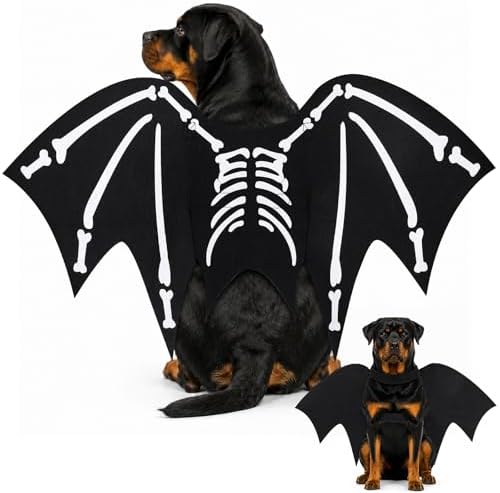 Halloween Dog Costume Glow in The Dark Black Bat Wings Adjustable L XL Dogs by Unknown