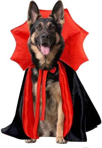 Dog Halloween Costume Large Breed,Adjustable XL XXL Big Dog Vampire Costumes,Golden Retriever German Shepherd Halloween Costume Black Red (Black, Large) by WizBBQT